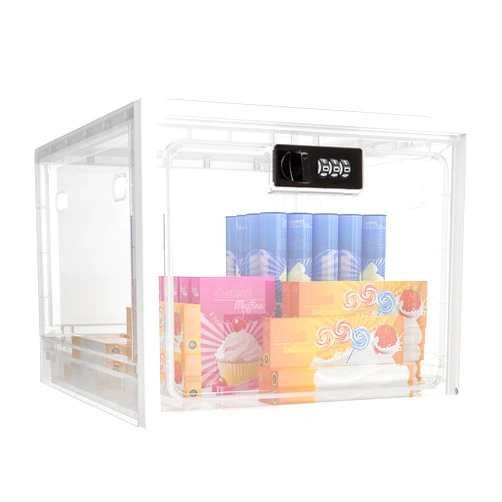 Ningbo Jusen Electronics Co., Ltd Medicine Box with Combination Lock,Lock boxes for Medication Safe Storage Cabinet, Large Lockable Locker for Food,Snacks,Phone Jail,Refrigerator Container,Marker Organizer Safety Lockbox (Clear White)