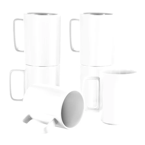 E-liu Porcelain Tea Mugs Coffee Mug Set, Large 15 Ounces Cups for Coffee, Tea, Cocoa, and Mulled Drinks, Set of 6, White