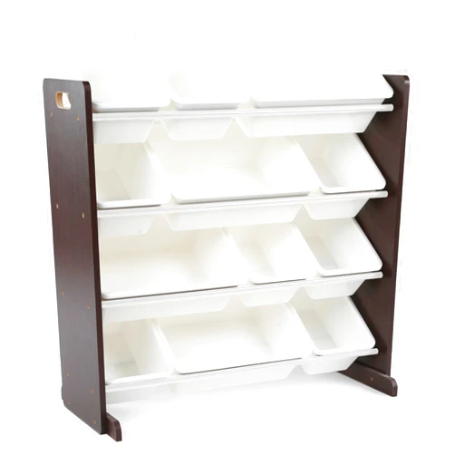 Humble Crew Modern Toy Organizer with 12 Bins, Espresso/White