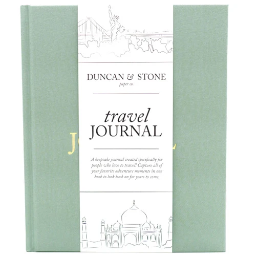 DUNCAN & STONE PAPER CO. Travel Journal for Women, Men (Sage Green, 110 Pages) – Adventure Journal to Record Trip Memories – Travel Diary Journal - Travel Notebook Journal