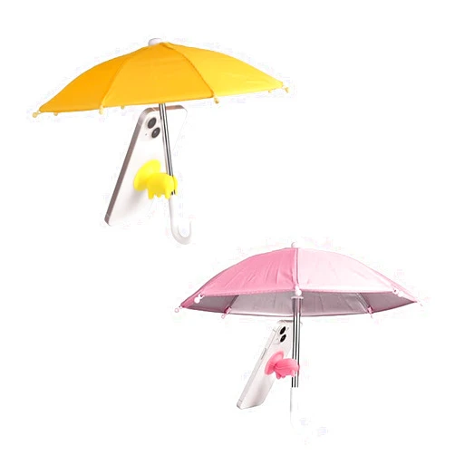 Hautllaif 2pcs Cell Phone Umbrella for Sun Shade, Universal Adjustable Cute Phone Shade Umbrella with Piggy Style Suction Cup, Outdoor Anti-Glare Stand Sun Visor (Yellow & Pink)