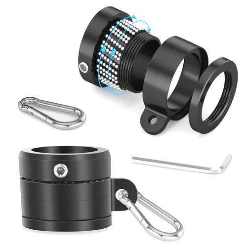 Sinyoeer Tangle Free Flag Pole Rings 1 inch - Aluminum Rotating Flagpole Mounting Swivel Rings with Metal Clips 360 Degree Free Rotating Adjustable Fasteners 1 Pair Black