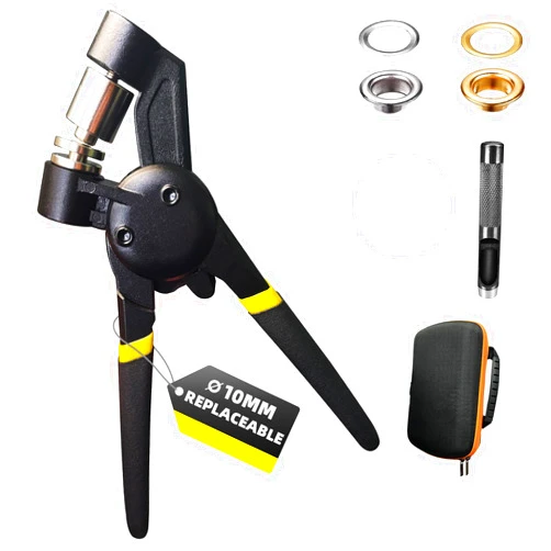 HAPDEN Heavy Duty Grommet Tool Kit, 3/8 Replaceable Size Tarp Grommet Kit with 200pcs 10mm Grommets, Grommet Hole Puncher for Fabrics, Tarps, Vinyl and Banners so on