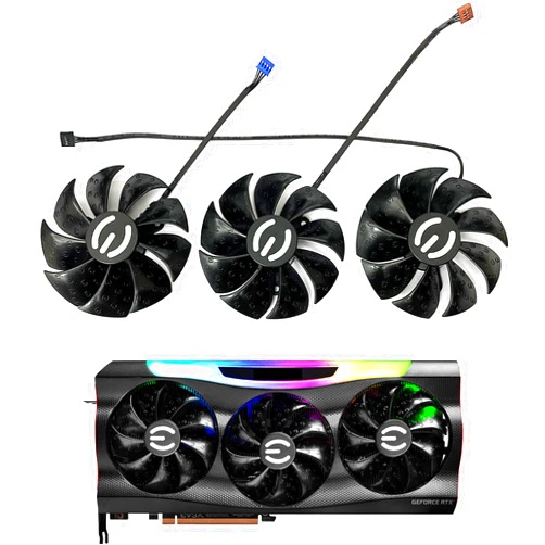LTANDBR 87MM PLD09220S12H RTX3080 RTX3070 Graphics Card Fan Replacement for EVGA GeForce RTX 3070 3080 TI 3090 FTW3 Cooler Fan (Black 3-Fan)