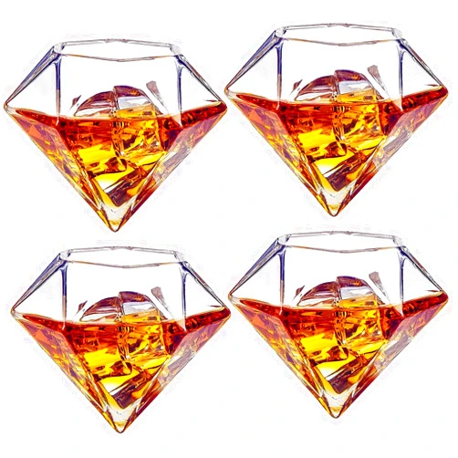 The Wine Savant Set of 4 Diamond Whiskey & Wine Glasses 10oz - Wine, Whiskey, Water, Diamond Shaped, Diamonds Collection Sparkle Patented Wine Savant - Stands Alone, Or on Stand