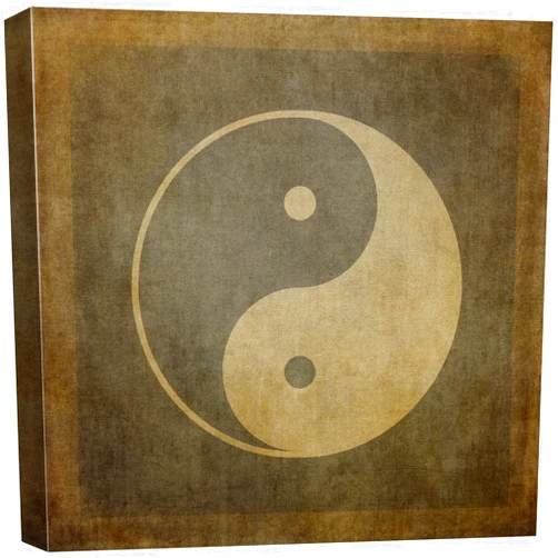 wall26 Canvas Print Wall Art Brown & Tan Grunge Chinese Yin Yang Symbol Historic Cultural Illustrations Modern Art Chic Relax/Calm Multicolor Dark for Living Room, Bedroom, Office - 12