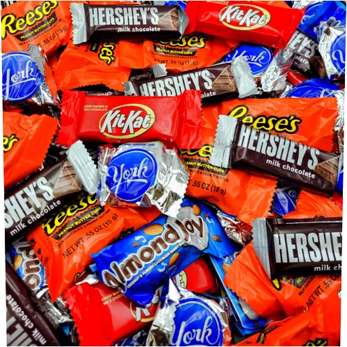 Sweetsome Hersheys, Milk and Dark Chocolate Assortment Mix - Includes York, ReesesCups, Almond Joy, & KitKat - Induvidually Wrapped Snack Size Bulk Candy Variety Bag - Party Pack - 2 Pound (Pack of 1)
