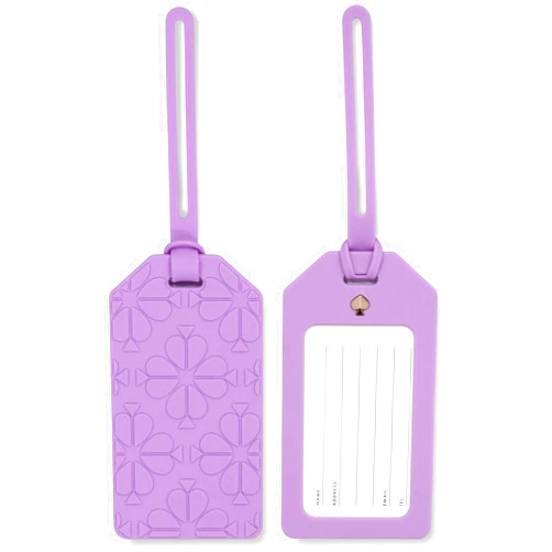 Kate Spade New York Purple Silicone Luggage Tag with Strap, Spade Flower (Purple)