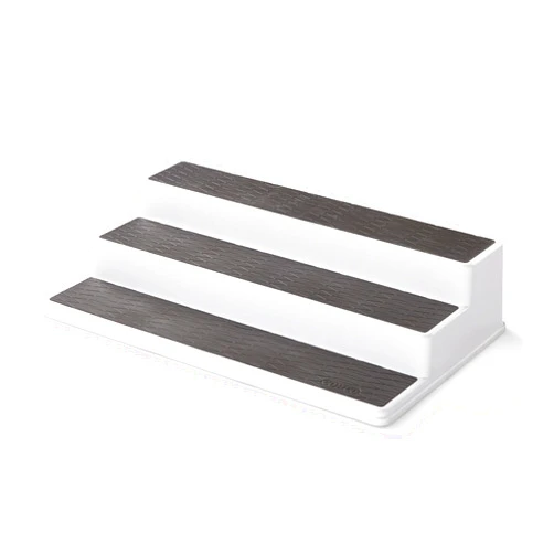 Copco 2555-0188 Non-Skid 3-Tier Spice Pantry Kitchen Cabinet Organizer, 15-Inch, White/Gray