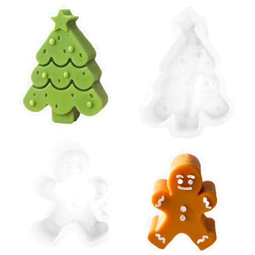 TOPYS 2-Pack Silicone Molds 3D Candle Molds, Christmas Tree + Gingerbread Man Mold,Christmas Fondant Mold for Candle Making and Baking Making Soap Wax Cake Mousse Ice Cream