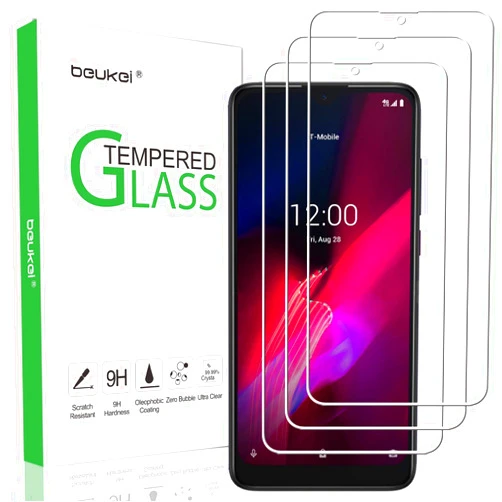 Beukei (3 Pack) Compatible for T-Mobile Revvl 4 Screen Protector Tempered Glass, 6.2 inch (Not Fit for T-Mobile Revvl 4 PLUS), 9H Hardness, Anti Scratch, Bubble Free