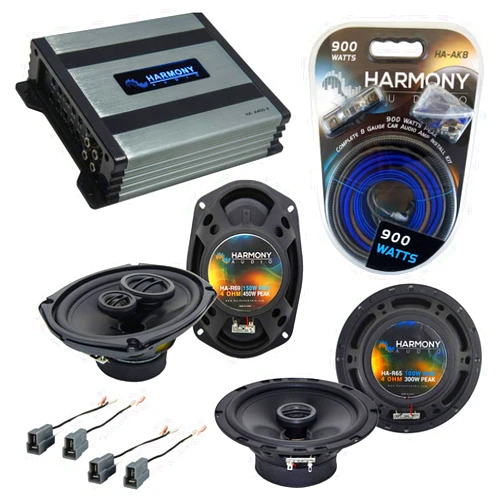 Harmony Audio Compatible with Hyundai Tiburon 2003-2008 OEM Speaker Replacement Harmony Bundle R65 R69 & HA-A400.4 Amp