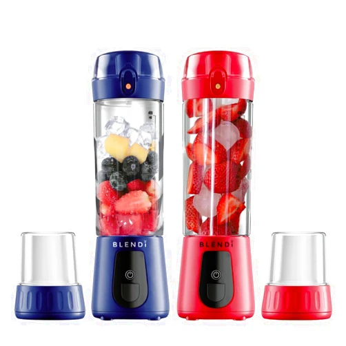 BLENDI 2Pack BLendi Pro Plus Premium Cordless Portable 17.5oz Rechargeable Blender - Crush Ice, Fruit & Blend Sports Powders in Seconds - Stainless Steel Blades w/High Powered 120W Motor - Tailgates