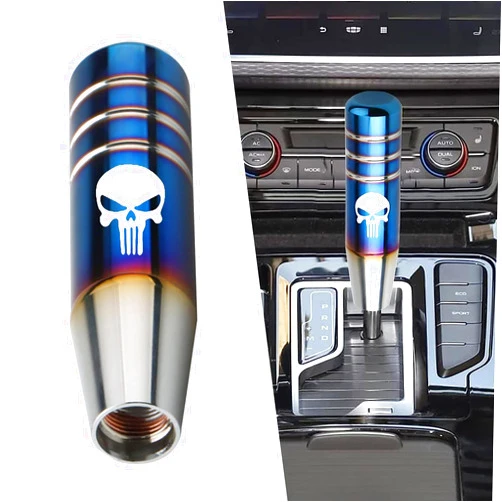 GKmow Pack-1 Gear Stick Shifter Knobs, Skull Aluminum Alloy Weighted Gear Lever, Metal Stick Shifter Handle for Most Automatic Manual Vehicle (Multicolored)