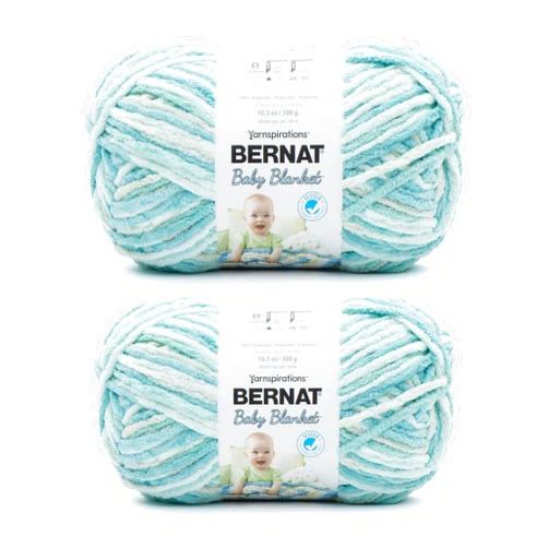 Bernat Baby Blanket Blue Green Yarn - 2 Pack of 300g/10.5oz - Polyester - 6 Super Bulky - 220 Yards - Knitting/Crochet