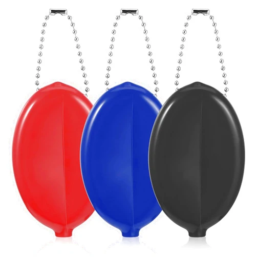 Xinjoduz 3 Pieces Squeeze Coin Purse Rubber Coin Purse Silicone Coin Purse 2 X 3 Inches Small Change Purse for Coins Oval Squeeze Coin Holders With Chain Colorful Coin Purse with Chain for Men Women