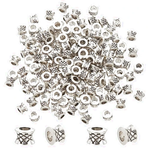 PH PandaHall 200pcs Column Spacer Beads Tibetan Spacer Beads 5x7mm Antique Silver Spacers Hollow Tube Alloy Loose Beads Metal Spacers Loose Connector Beads for Bracelets Necklace Jewelry Making