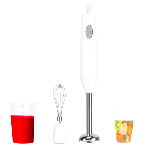 NewHome 3-in-1 Multi-function Immersion Hand Blender, W/ Stirring Steel Blades,600ml Mixing Beaker, Milk Frother ,Egg-Whisk ,For Baby Food Homemade Sauce—white