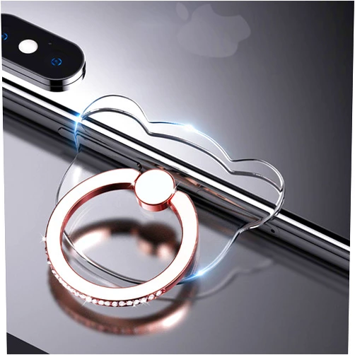 YINHEXI 2 Pcs Transparent Phone Ring Stand Holder Cell Phone Ring Holder Finger Grip 360 Degree Rotation (Rose Gold & Diamond-5)