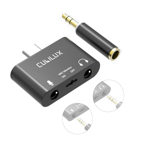 Cubilux USB C to Microphone Adapter (Support Real-Time MIC Monitor), Type C to 3.5mm TRS Headphone MIC Splitter for iPhone 15, iPad 10 iPad Pro iPad Air 5/4, MacBook Samsung, Pixel, Android Phone