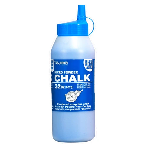 TAJIMA Micro Chalk - Blue 32 oz (907g) Ultra-Fine Snap-Line Chalk with Durable Bottle & Easy-Fill Nozzle - PLC2-B900