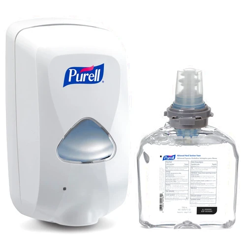 Purell Advanced Hand Sanitizer Foam TFX Starter Kit, 1-1200 mL Foam Hand Sanitizer Refill + 1 TFX Dove Grey Touch-Free Dispenser – 5392-D1