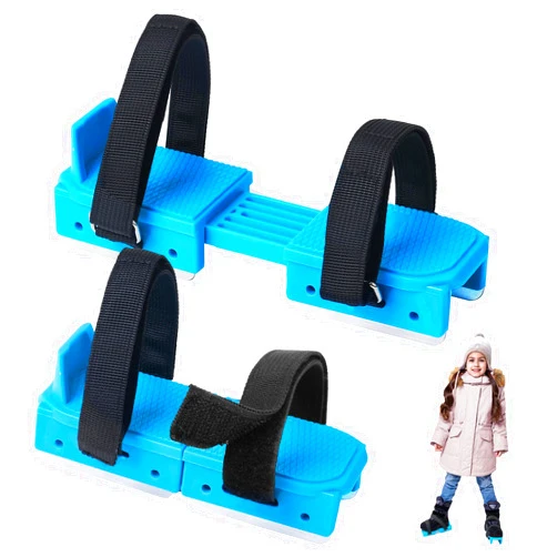 Tryly Toddler Ice Skates, Kids Adjustable Double Runner Ice Skates with Hook and Loop Fastener Straps, Blue Double Blade Ice Skates for Winter Toddler Training Shoes Beginner