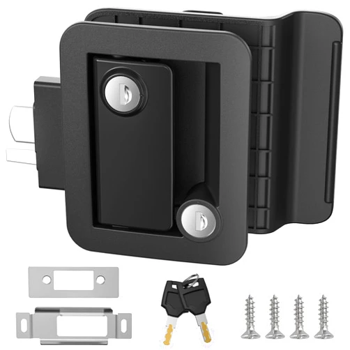 Marvelity Upgraded RV Door Lock Replacement, Black RV Door Latch with Paddle Deadbolt, Fit 3.55