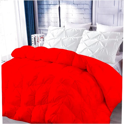 FlyCotton Palatial King, Red 1 Piece Pinch Pleated Comforter 100% Egyptian Cotton All Season Down Alternative Soft Quilted Comforter Set, 500 GSM Fill Bedding Set (1 Pinch Pleated Comforter Only)