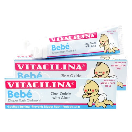 VITACILINA Bebe, Diaper Rash Ointment, Skin Protectant with Vitamins and Wetting oils, Protects Baby's Skin, 2-Pack of 1.76 Oz, 2 Boxes