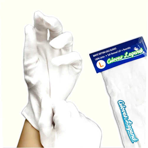 Gloves Legend White Cotton Inspection Work Gloves | Coin Silver Art Handling | Cosplay Costume | Glove Liners | 100% Cotton