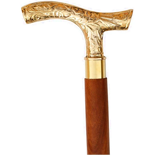 Asmara Nautical Wooden Walking Stick, 37' Brown Ebony Brass T Shape Handle, Men Derby Canes for Men and Women