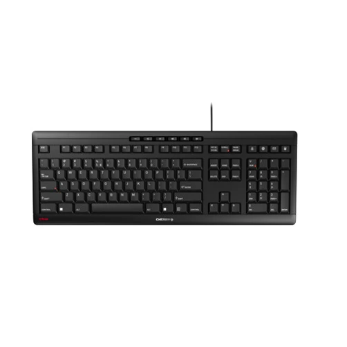 CHERRY Stream Keyboard Wired USB SX Scissors Mechanism QWERTY Whisper-Quiet Silent Keystroke for Home Office, Work or Personal Computer. Black