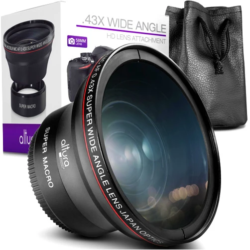 Altura Photo 58MM 0.43x HD Wide Angle Lens with Macro - Attaches to 58MM Filter Thread (Not Camera Body) - DSLR Accessories for Canon Rebel T7, T7i, T8i, T6i, T6s, T6, SL2, SL3, EOS 70D, 77D, 80D, 90D