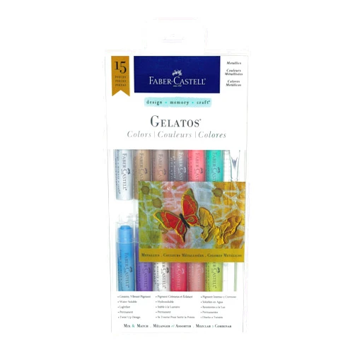 Faber-Castell Gelatos Colors Set, Metallics - Water Soluble Pigment Crayons