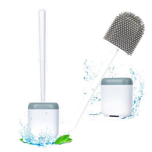 X L XLMAGNET Toilet Brush and Holder for Bathroom, Silicone Toilet Brush with Quick Drying Holder, Compact Size for Storage and Organization（White）
