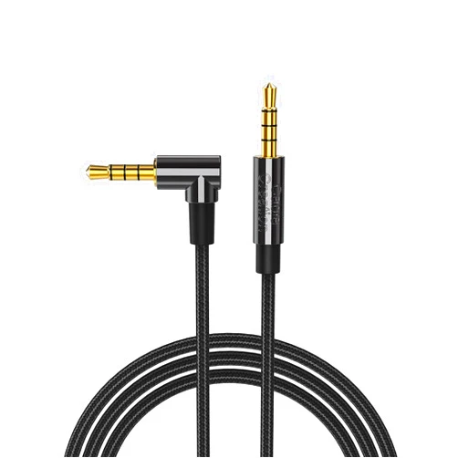 CableCreation 3.5mm Aux Cord 3FT/0.9m, Right Angle TRRS 3.5MM Male to Male Auxiliary HiFi Stereo Cable with Silver-Plating Copper Core for iPhones, Tablet, Headphones, Speakers, Laptops, Black