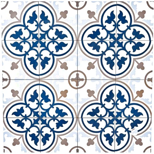 Tenedos Provenza Square 8x8 Gray White Blue Compact Porcelain Floor Tile Matte for Kitchen Wall, Bathroom Shower, Laundry Room, Accent Wall (1 Piece)