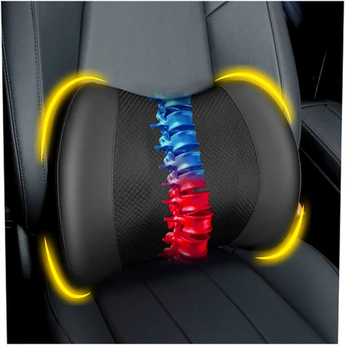 Lofty Aim Lumbar Support Pillow: Memory Foam Lumbar Pillow for Lower Back Pain Relief - Car Back Cushion for Driving - Lumbar Support for Car-Office Chair, Wheelchair - Black