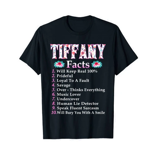 Tiffany Name Designs By 03-BM Tiffany First Name Shirt Tiffany FACTS Floral T-Shirt