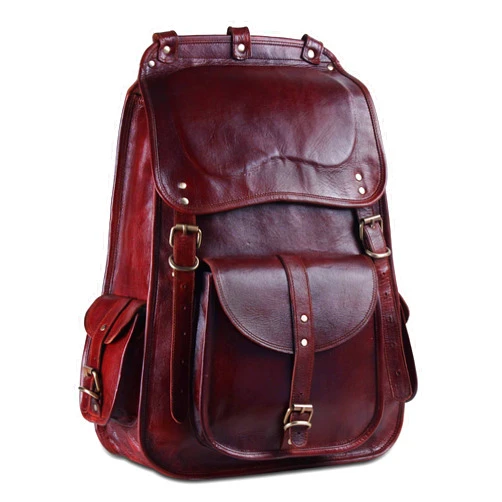 Handmade World Vintage Full Grain 21 Inch Leather Laptop LARGE Backpack Casual Bookbag Daypack Camping Travel Rucksack Knapsack