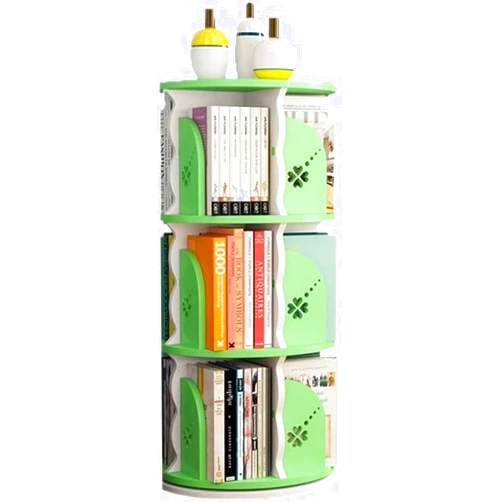 AKALNNB Bookshelf Creative 360°Rotating Bookcase Simple Disassembly Bookshelves,WPC Bookcase Corner Tall Book Shelf,Student Corner Bookshelf,Green-50 * 159cm