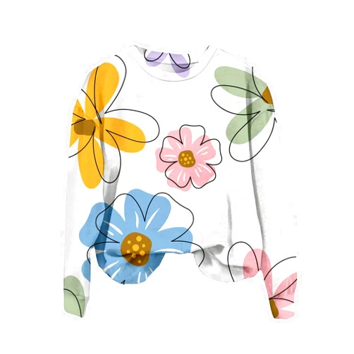 SweatyRocks Women's Floral Print Sweatshirt Long Sleeve Crewneck Graphic Pullover Tops