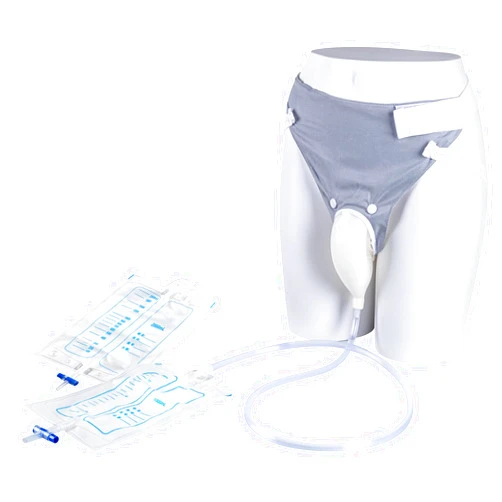 YOOGUSTO Wearable Urinal Bag with Reusable Silicone Urine Catheter Bag (2000ml & 1000ml), Portable External Urine Collector Bag for Elderly Men Grey