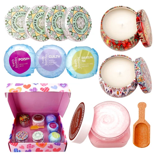 CleanBliss Birthday Gifts For Women-Assorted 4 Shower Steamers, 3 Bath Bombs, 2 Scented Candles, and 1 Exfoliating Body Scrub - Gifts for Mom, For Women, For Wife and Girlfriend……