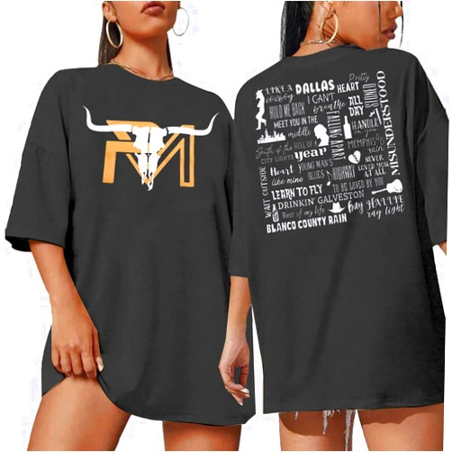 KIDDAD Country Music Oversized Shirts Women: Vintage Western T Shirt Boho Cow Skull Graphic Tees Retro Cowgirl Tops