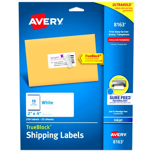 Avery Printable Shipping Labels with Sure Feed, 2
