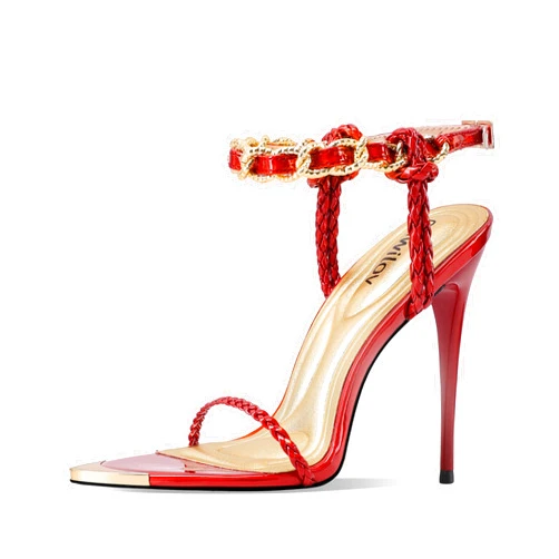 Ouwilov Gold Strappy Stiletto Heels for Women Metallic Ankle Strap Open Toe High Heel Sandals Elegant Dress Shoes for Wedding Party Prom and Evening Events