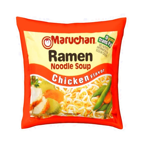 Opalous Instant Ramen Noodle Soup Chicken Flavor Throw Pillow Covers 18''X18'' Velvet Cozy Soft Funny Food Throw Pillow Case Home Decor Pillowcase Cushion Case for Couch Sofa Bed