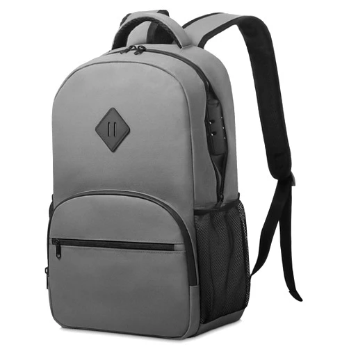 OZCHIN Smell Proof Bag, Smell Proof BackPack with Combination Lock, Water Resistant Smell Proof Bags Classics Large Capacity Carbon lining Travel Backpack Great Gifts for Men Women(Light Gray)